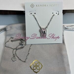 ✨Kendra Scott Ballet Silver Pendant Necklace In Blush Mother of Pearl New ✨